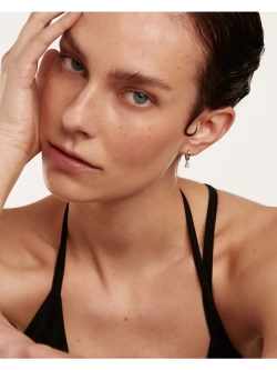 Серьги Drop Hoops Белое золото 750 пробы