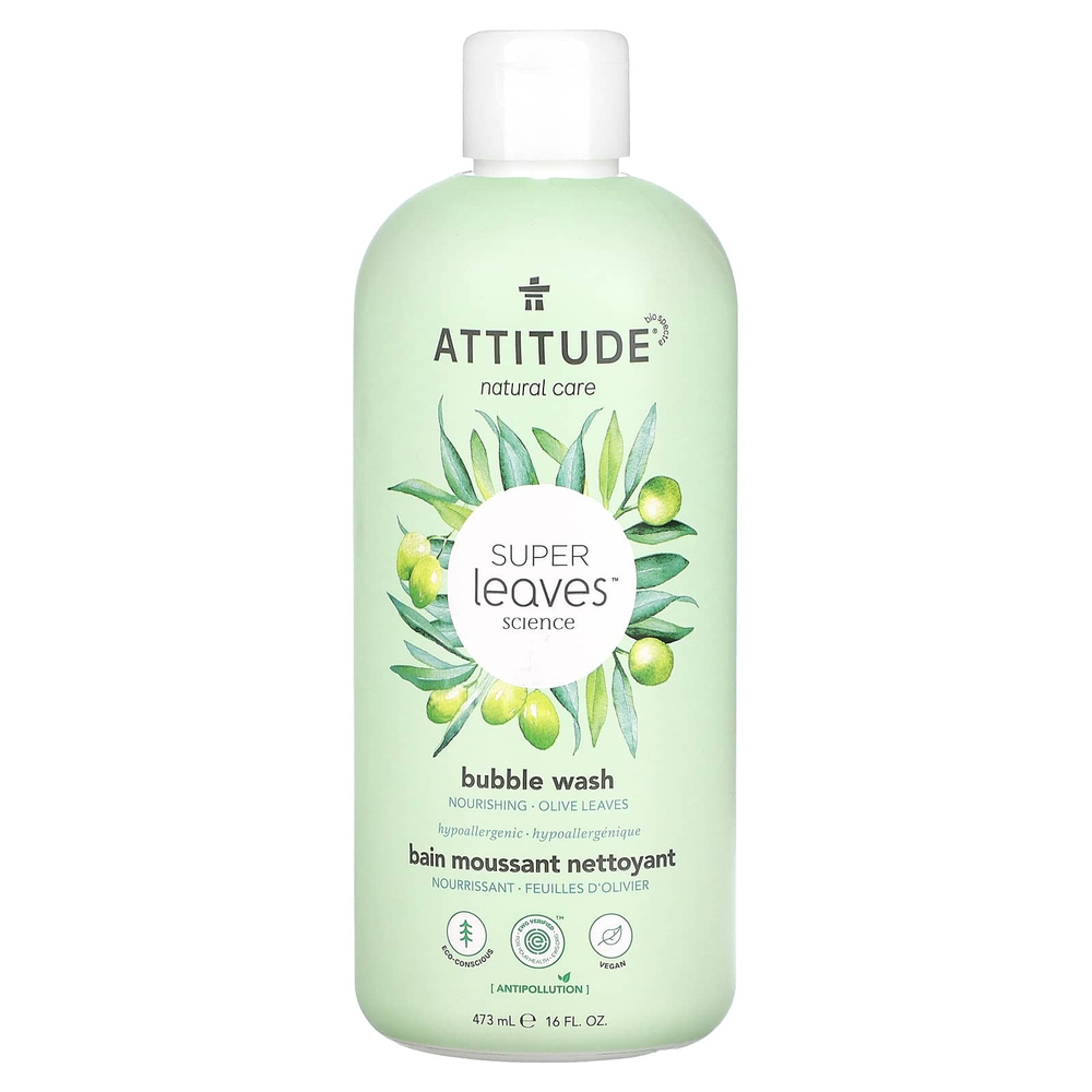 ATTITUDE, Super Leaves Science, мыльные пузыри, листья оливы, 473 мл (16 жидк. унц.)