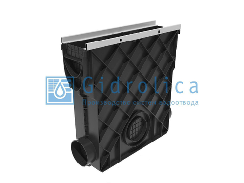 Лоток водоотводный пластиковый с насадкой, серия VS LINE DN150.19.19, класс нагрузки C250, Gidrolica, Россия