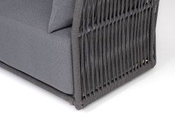 "Лугано" диван 3-местный плетеный из роупа, каркас алюминий темно-серый (RAL7024) муар, роуп темно-серый круглый, ткань темно-серая YB25-0027