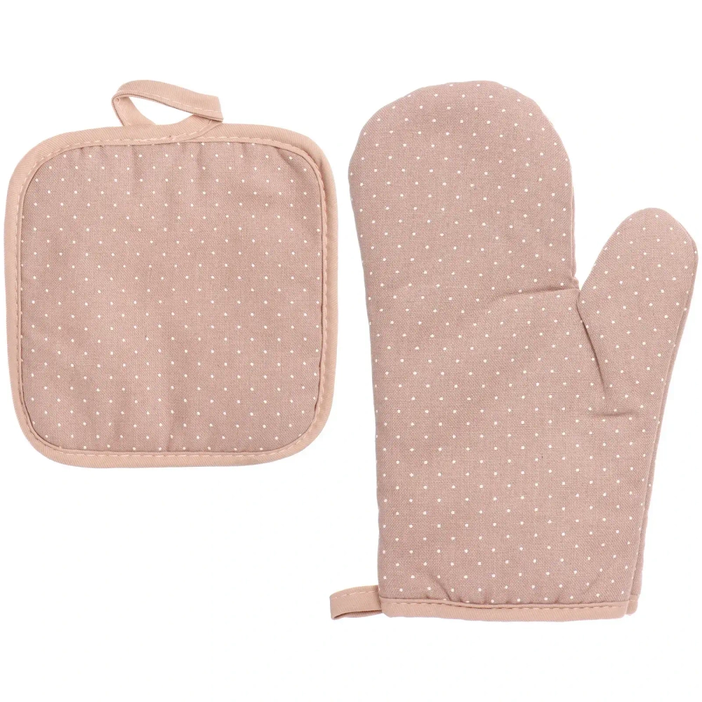 Прихватка в наборе с прихваткой-варежкой «IDEAL», цвет пудровый, 25,5*17 см, 17*17 см