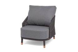 "Верона" кресло плетеное из роупа, каркас алюминий темно-серый (RAL7024) муар, роуп темно-серый круглый, ткань темно-серая 027