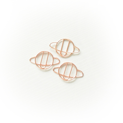 Скрепка фигурная "Планета", 3,2х2 см, розовое золото