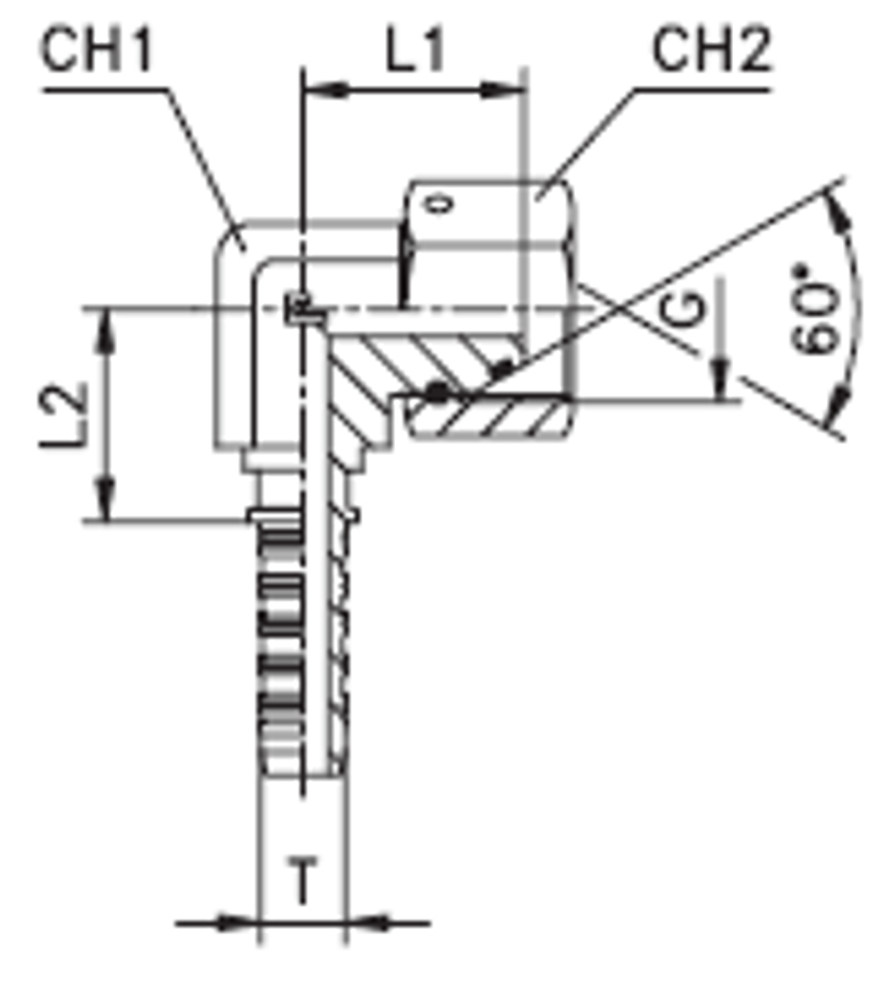 Фитинг DN 08 BSP (Г) 3/8 (90)  compact (o-ring)