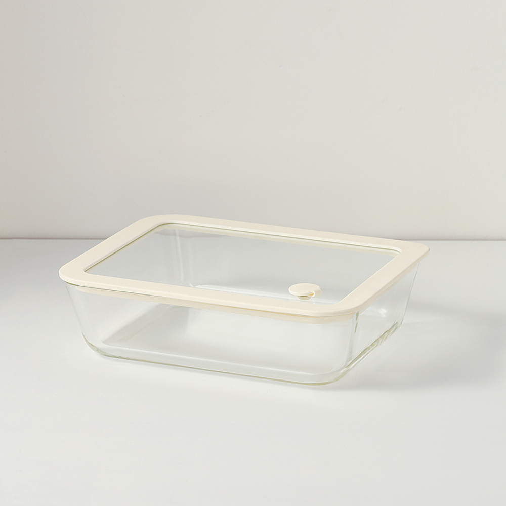 Контейнер для запекания и хранения стеклянный с вакуумным эффектом, 1,4 л, молочный