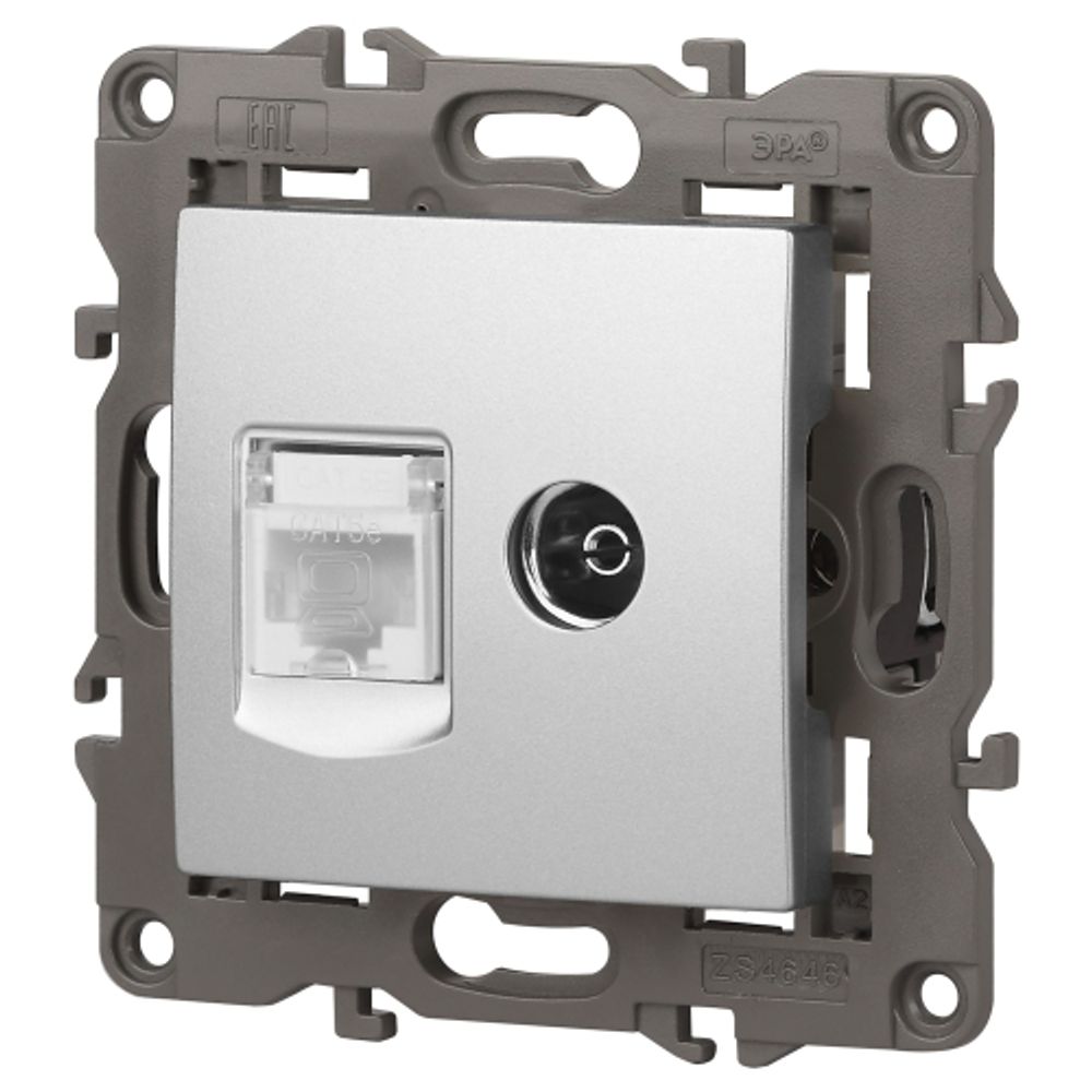 14-3110-03 ЭРА Розетка RJ45+TV, IP20, алюминий