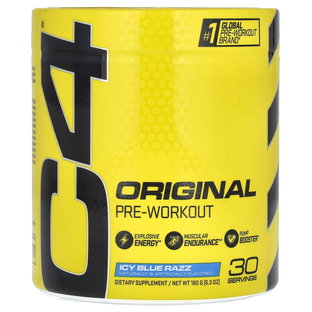 C4 / Cellucor, C4 Original, предтренировочный комплекс, со вкусом голубой малины, 180 г (6,3 унции)