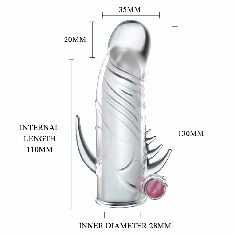Насадка с закрытой головкой и вибрацией - 13 см. (Цвет: прозрачный)