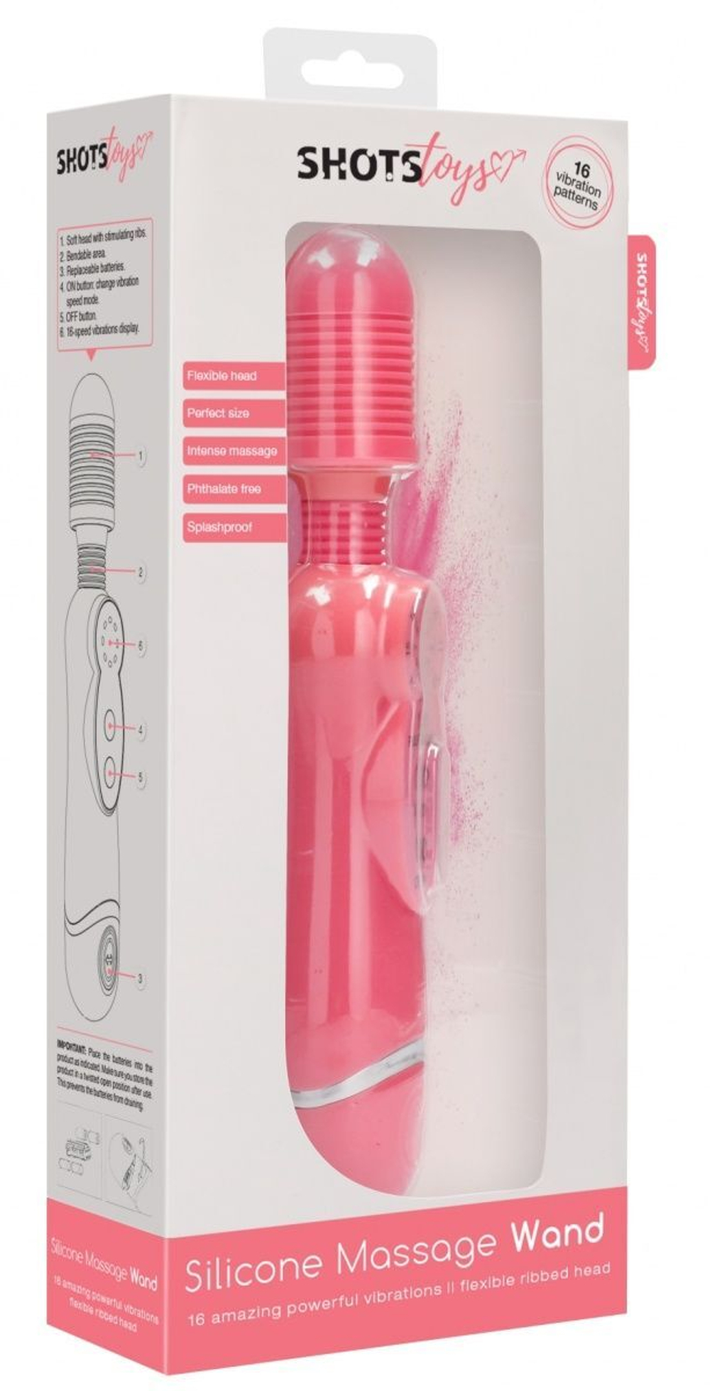 Розовый универсальный массажер Silicone Massage Wand - 20 см. (Цвет: розовый)