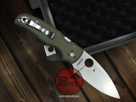 Нож Spyderco Shaman FP - рукоять зеленый OD G10, клинок плейн