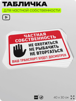 Табличка для частной территории "Частная собственность", на дом, для участка, организаций, предупреждающая, 40х30 см, Silver Plane x Айдентика Технолоджи