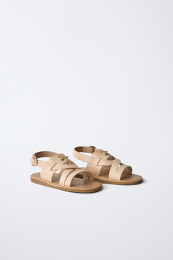 ZARA САНДАЛИИ С ДЕТАЛЬЮ "ЗВЕЗДА", ПЕСОЧНО-КОРИЧНЕВЫЙ