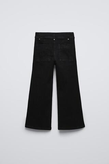 ZARA РАСКЛЕШЕННЫЕ ДЖИНСЫ С ДЕКОРАТИВНОЙ СТРОЧКОЙ, ЧЕРНЫЙ