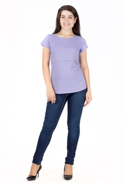 Футболка для беременных и кормящих из 100% хлопка цвет сиреневый на размер 50