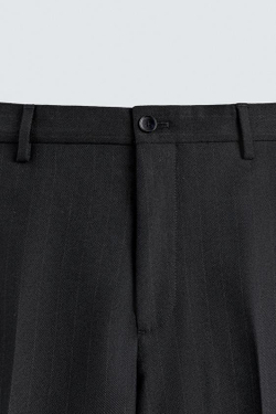 ZARA КОСТЮМНЫЕ БРЮКИ В ТОНКУЮ ПОЛОСКУ, МОРСКОЙ СИНИЙ