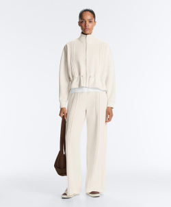 Oysho Брюки прямого кроя из мягкого модала с кантом, экрю