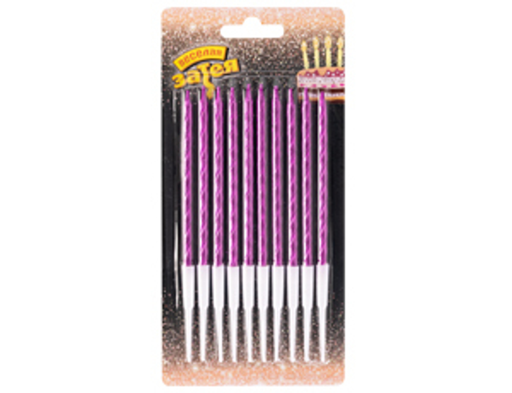 Свечи д/торта Ярко-роз с подст 10см 10штG