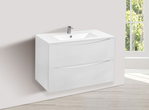 Тумба под раковину Vincea Mia 750 подвесная, 2 выкатных ящика soft close, G.White