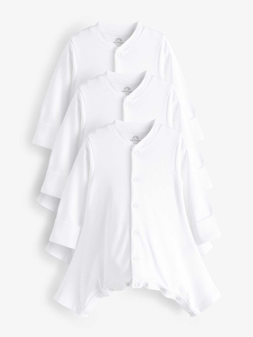 Боди с длинным рукавом для малышей с дисплазией тазобедренного сустава Next N44-497, 3 шт., Белый