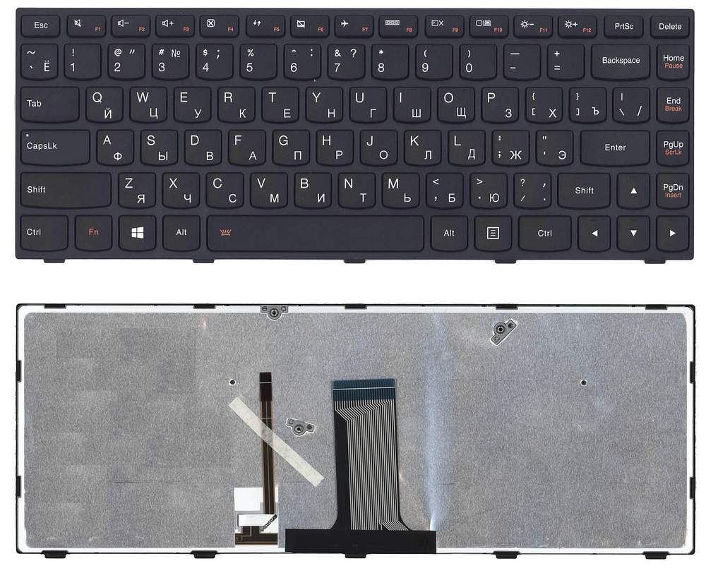 Клавиатура для ноутбука Lenovo Flex 2-14 G40-30 G40-70 черная с черной рамкой с подсветкой