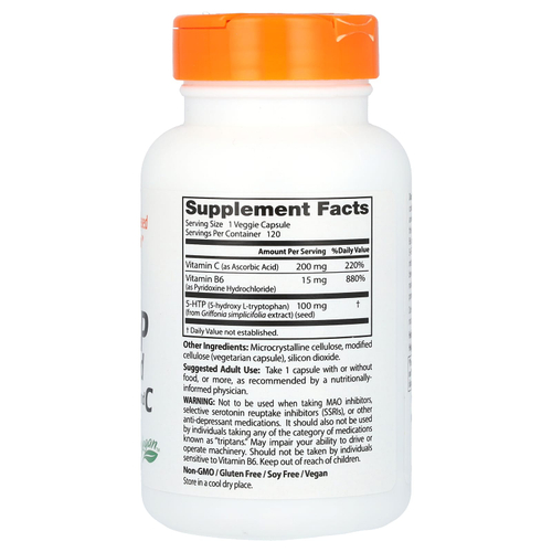 Doctor's Best, 5-HTP, обогащённый витамином B6 и витамином C, 120 растительных капсул