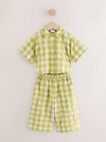 Рубашка с коротким рукавом и брюки в комплекте для девочки Next E86-988, Салатовый, Молочный