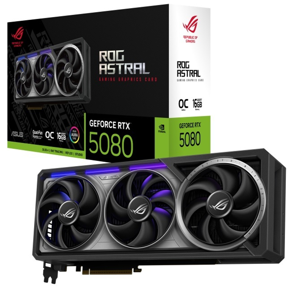 Видеокарта ASUS GeForce RTX 5080 ROG ASTRAL OC 16GB (ROG-ASTRAL-RTX5080-O16G-GAMING), (90YV0LV0-M0NA00)