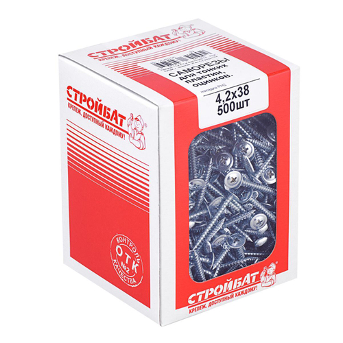 САМОРЕЗЫ СТРОЙБАТ ДЛЯ ТОНК ПЛАСТИН ОЦИНК 4,2Х38 500ШТ
