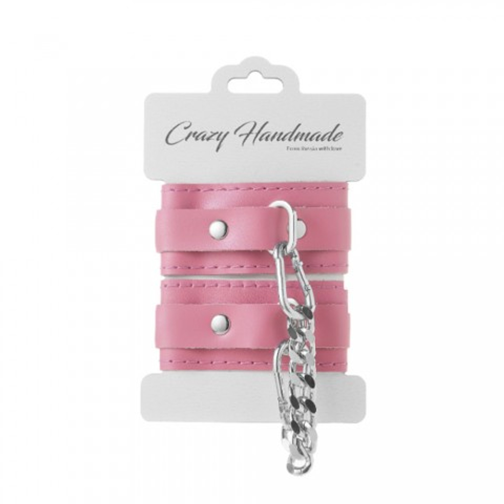 Наручники скругленные розовые, серебро