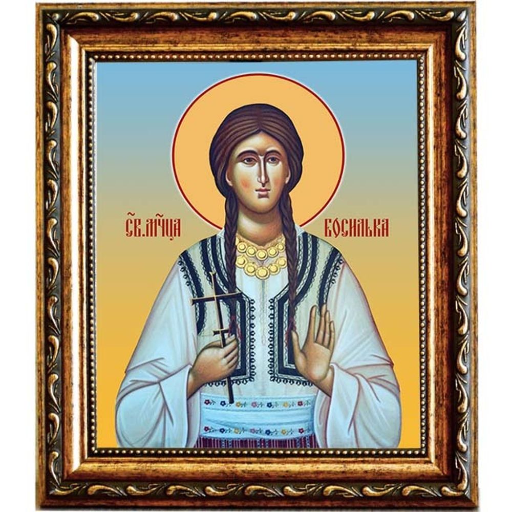 Босилька Пасьянская (Раичич) мученица. Икона на холсте. В раме 15 х 18 см.
