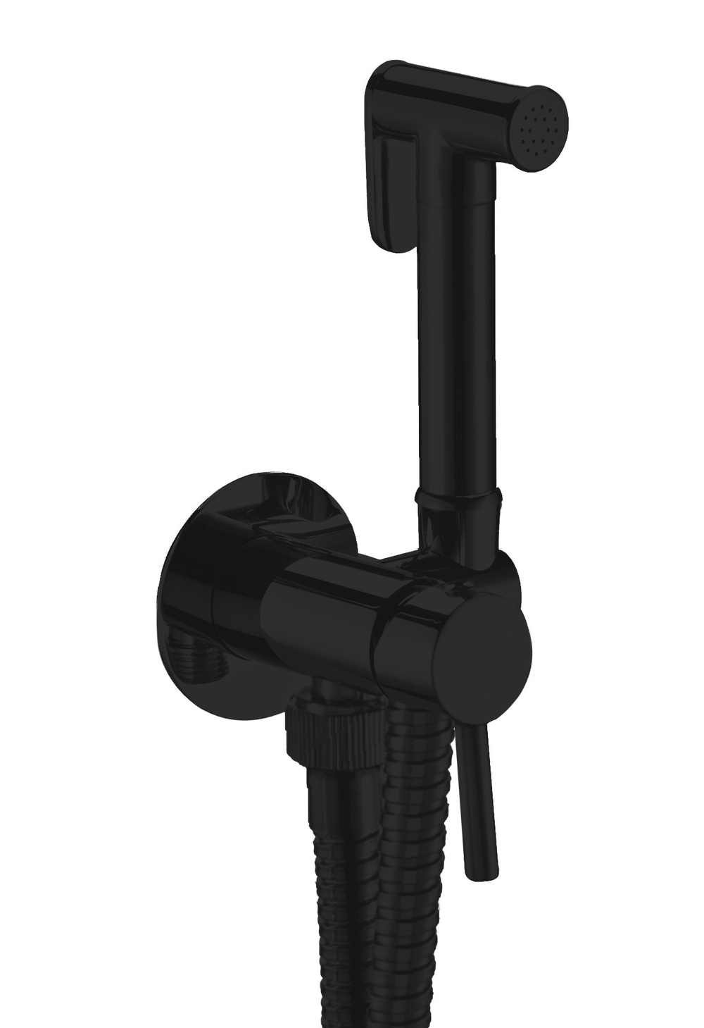 Комплект встраиваемый смеситель с гигиеническим душем BOGEN, круглый, матовый черный, LUX-ROU51-BM+LUX-BOGEN1-BM