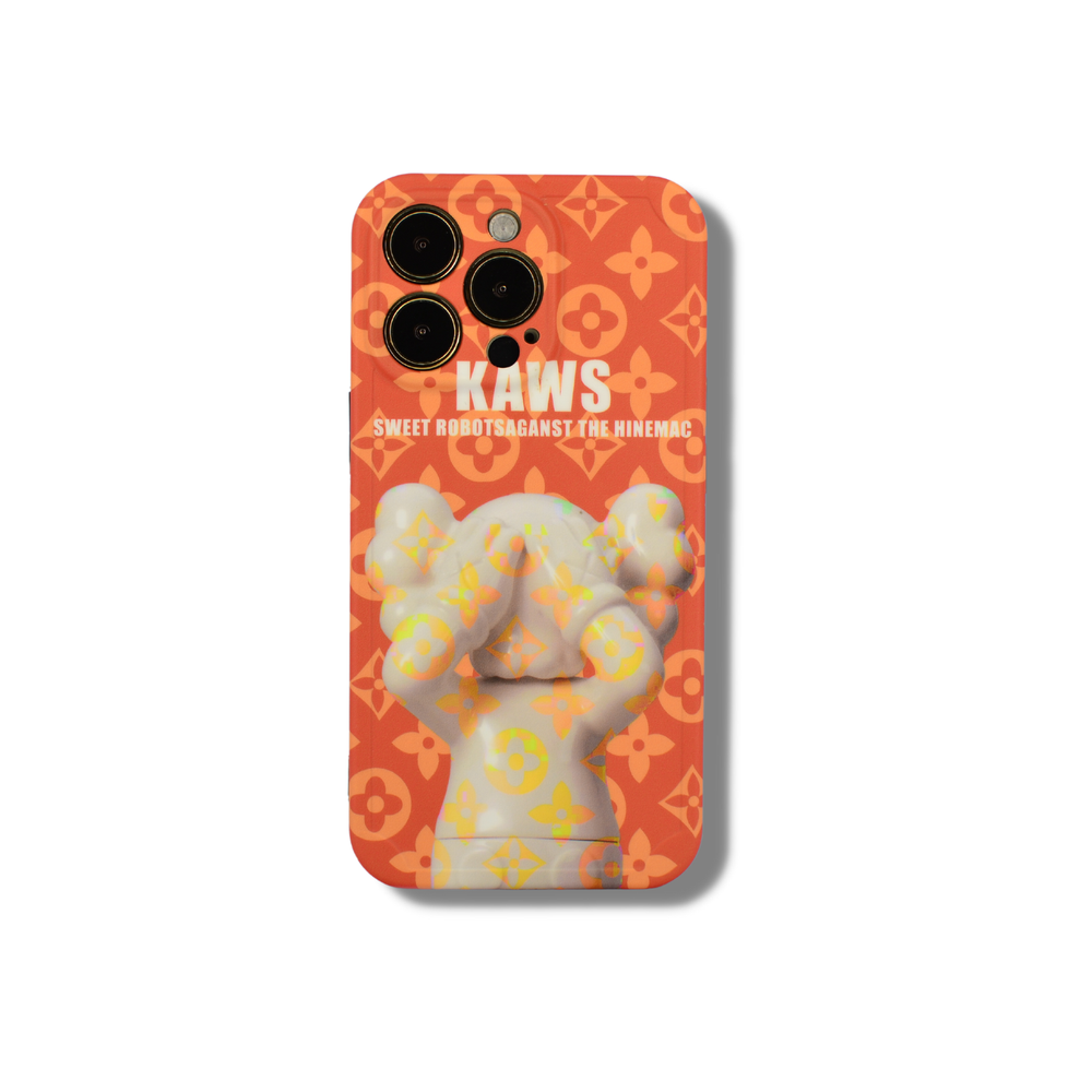 Чехол TPU с защитой камеры. Brand L.V. Kaws оранжевый