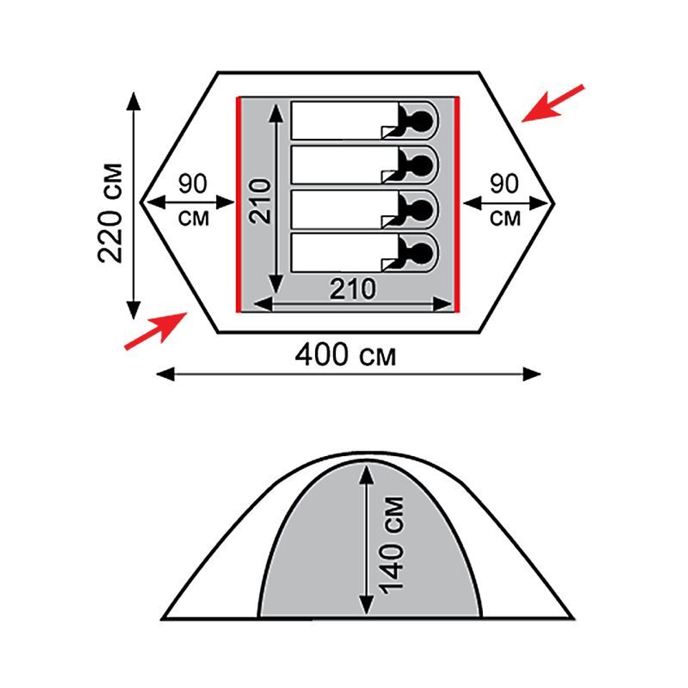 Tramp палатка Rock 4 (V2) (зеленый)