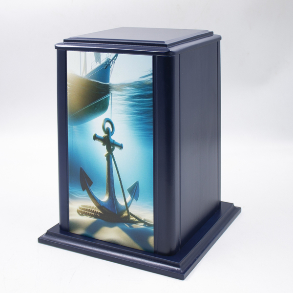 Урна для праха "Пантеон" синяя Якорь