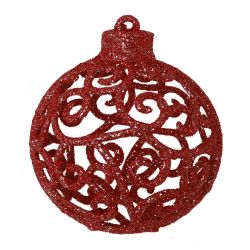 GAEM Набор из 6шт Украшение новогоднее Шар "Вензель красный", D6 см, L6 W6 H7 см