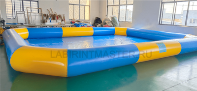 Прямоугольный надувной бассейн "Полосатик" 9х7х0.65 м, голубой, жёлтый