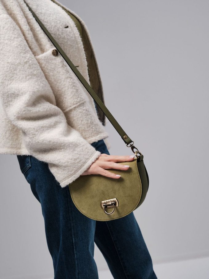 Сумка замшевая на плечо кросс-боди зеленый бамбук