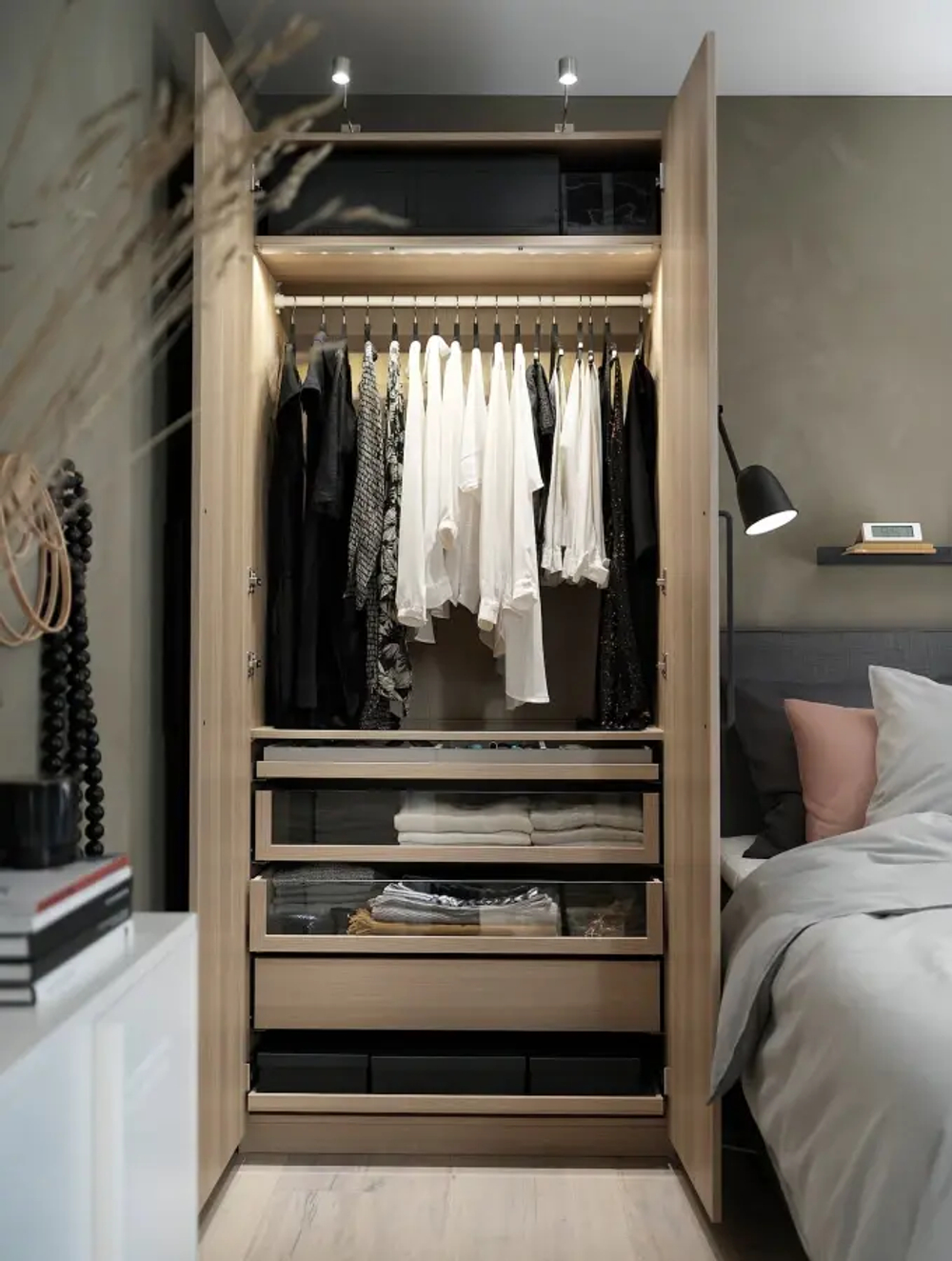 Каркас гардероба - IKEA PAX, 100x58x236 см, под беленый дуб ПАКС ИКЕА
