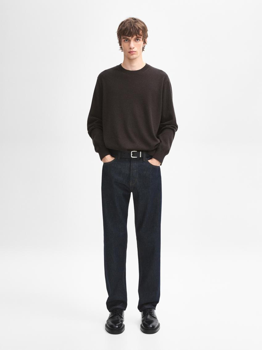 Massimo Dutti Джемпер из 100% кашемира с круглым вырезом, серый