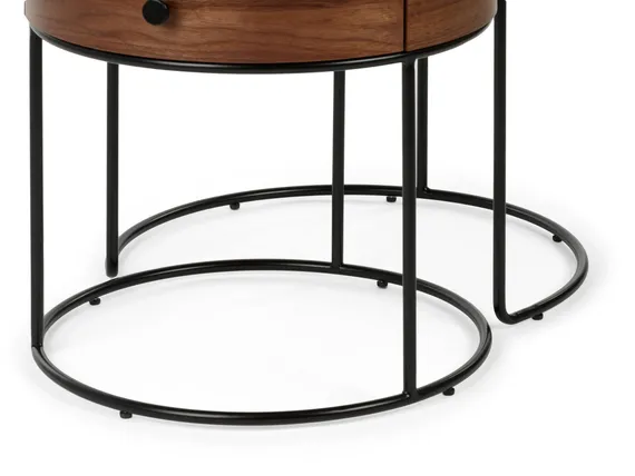 Набор из 2 столиков Double Round Ø52/45 см, стекло, керамика