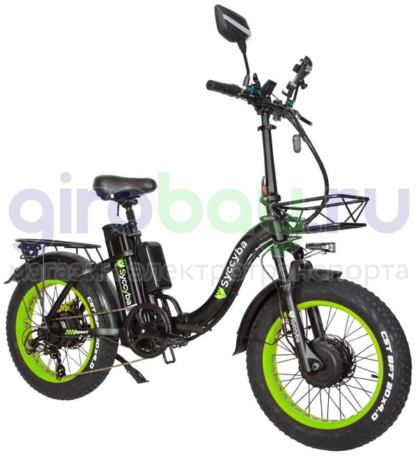 Электровелосипед Syccyba F11 Pro Dual 48V/23Ah (полный привод) - Салатовый обод фото №2