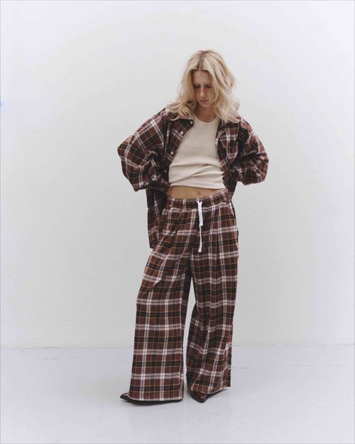 Брюки Plaid Baggy Pants Chocolate