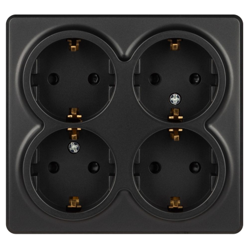 Розетка ЭРА Эксперт 11-2211-05 четырехместная с заземлением 4х2P+E Schuko со шторками, IP20, 16A-250В, ОУ, антрацит