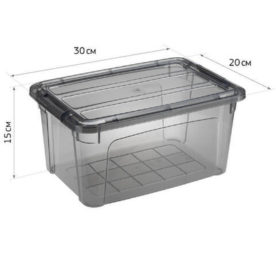 Ящик для хранения с замками КИП 5,7 л 300x200x150 чёрный прозрачный