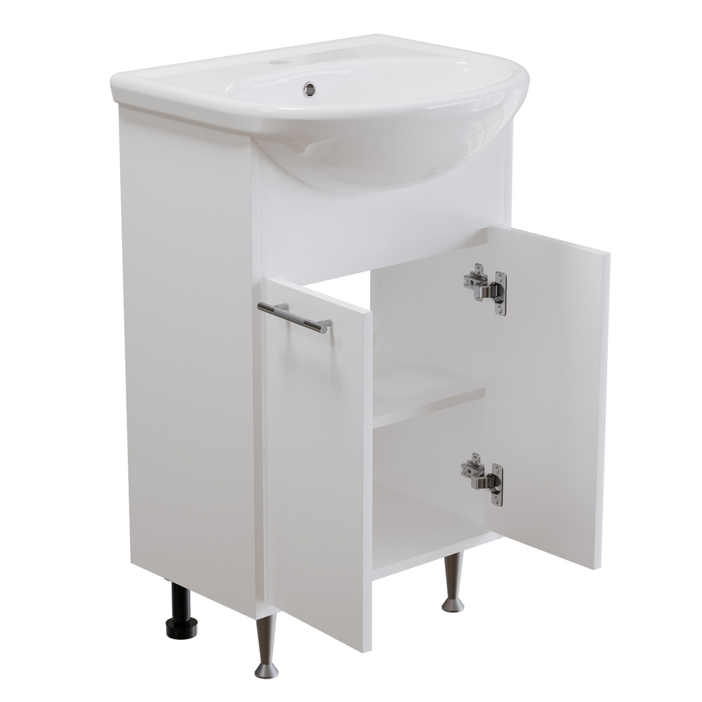 Тумба д/ванной "АлАн-55" белый 2 створки  под раковину Уют-55 (Rosa) (ЛДСП) (разбор)