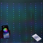 Гирлянда для дома ЗАНАВЕС ш3м* в3м 300 ламп LED, прозрачный провод, более 200 реж, IP-44 (управление с пульта д/у и с телефона). Мультицвет