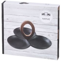 МЕНАЖНИЦА 3 СЕКЦИИ LEFARD "NATIVE" 24*24*14 СМ С ДЕРЕВ. РУЧКОЙ (КОР=18ШТ.)