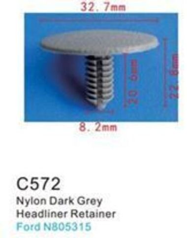 Клипса для крепления внутренней обшивки а/м Форд пластиковая (100шт/уп.) Forsage клипса C0572(Ford)