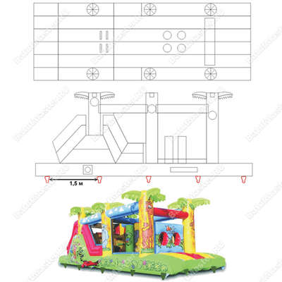 Надувной батут "Джунгли" 8*3*3 м