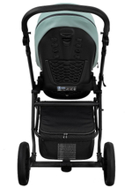 Детская коляска Roan Esso Кожа 3 в 1 с автокреслом Tutis Elo Lux EduSky Black ESSK/214/1 Misti Mint/Grey/руч.Черный